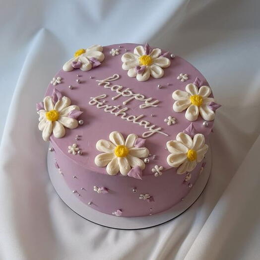 Purple cake With Daisy flower cake-Bento