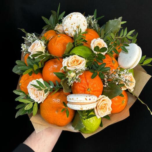 8 марта: Нежный мандарин с макаронс 25 см
