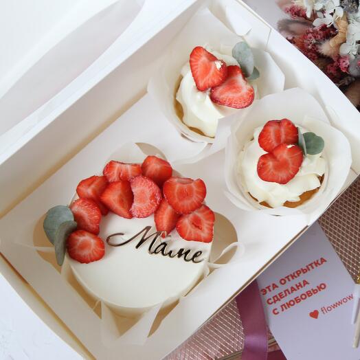 Набор бенто торт и капкейки Маме на день рождения в подарок в день матери