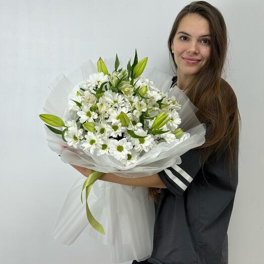 ♥️ Свежая поставка - Букет из лилии и ромашки