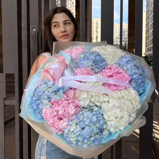 Букет из Гортензии, гортензия микс, гортензия 11 штук