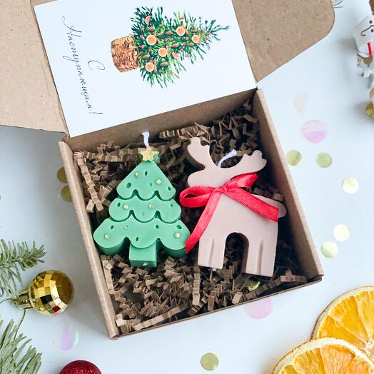 Новогодние подарок свечи милые комплимент