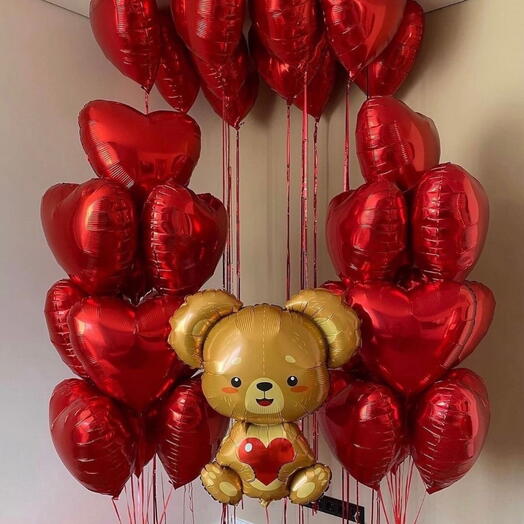30  сердец  с Мишкой