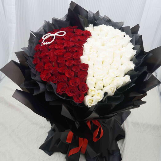 Love Premium Red and White Roses