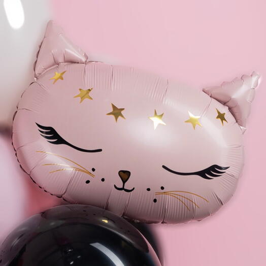 Воздушный шар гелий «Котенок» котик розовый. Helium balloon cat pink foil
