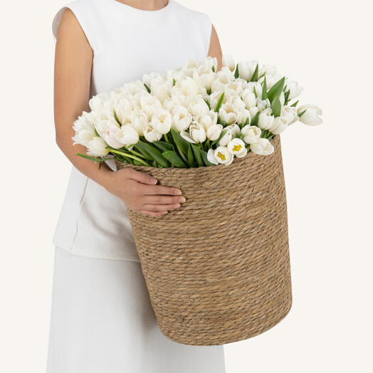 150 White Tulip Basket