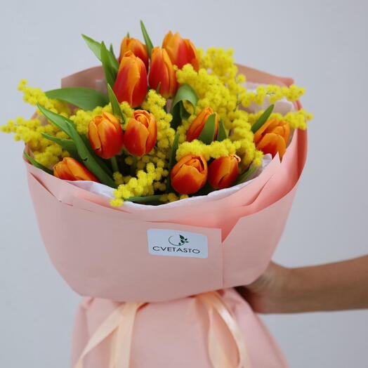 Весенняя коллекция: Солнечные тюльпаны и мимоза