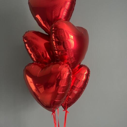 Сет из 5 фольгированных сердец в ассортименте