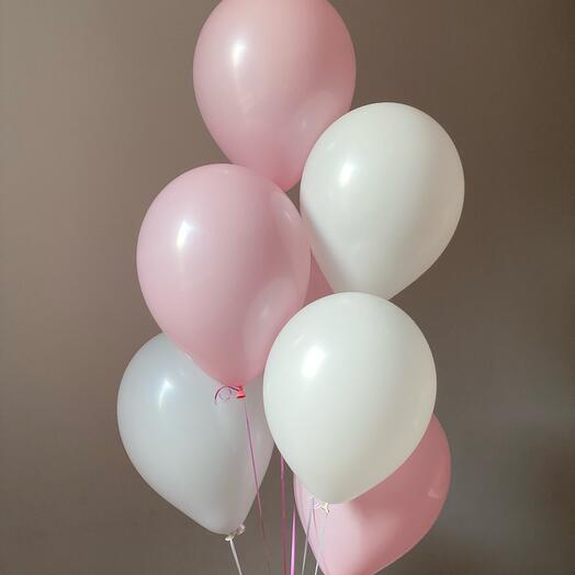 Связка розовых и белых шаров «PINK»