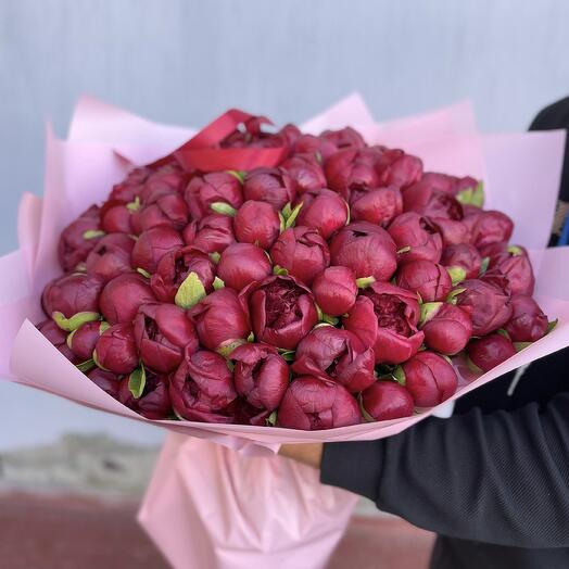 Букет из 65 пионов