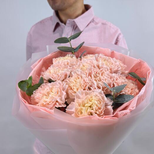 Первый поцелуй, букет из розовых Диантусов 11 шт