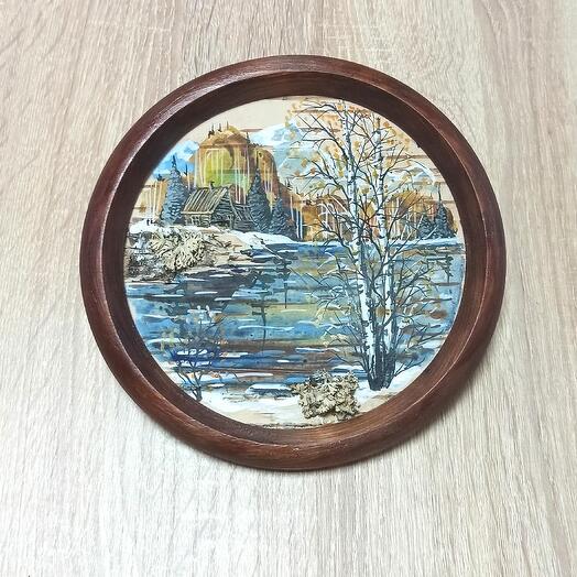 Картина на бересте круглая 4