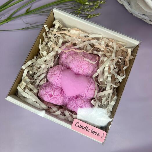 Свеча мишка с сердцем