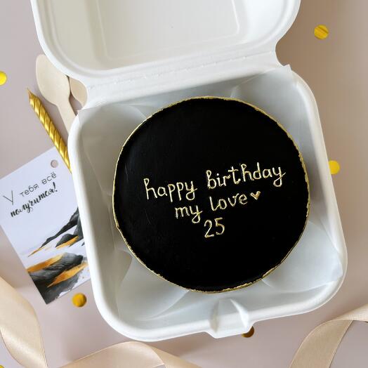 Бенто-торт черный «Happy birthday my love»