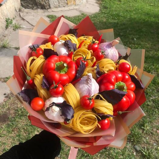 Bouquet- pasta recipe with vegetables and basil