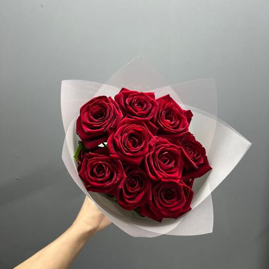 Роза красная 9шт