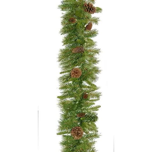 Гирлянда хвойная "Еловая" с ШИШКАМИ, хвоя - PVC, 274х25 см, National Tree Company