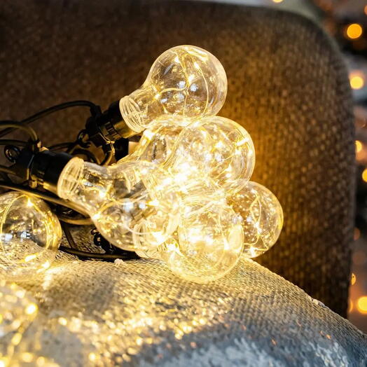 Электрогирлянда "Светлячки в лампочках", 20 ламп, 100 тёплых белых микро L