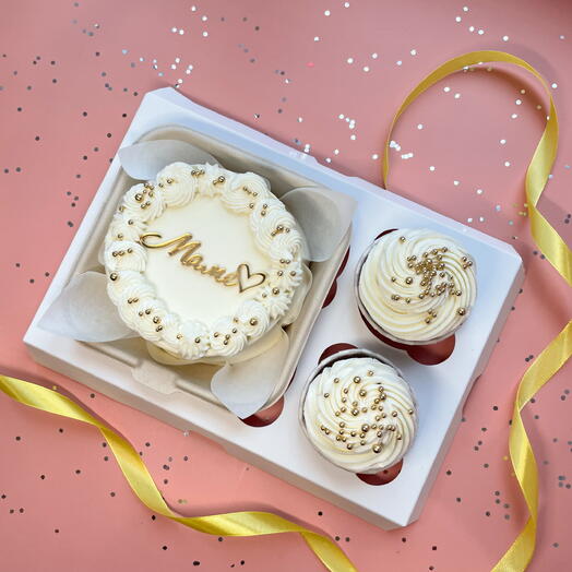 Мининабор для мамы бенто торт с топером и 2 капкейка