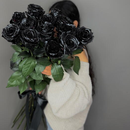 13 черных высоких роз 🖤 100 см