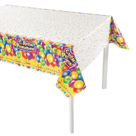 Скатерть одноразовая, С Днем Рождения! (воздушные шарики), 120*180 см