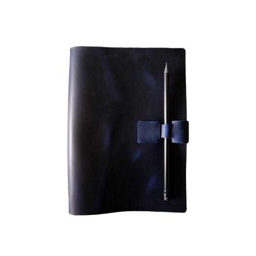 Кожаный блокнот А5 Синий "На застёжке 2.0" с креплением для ручки