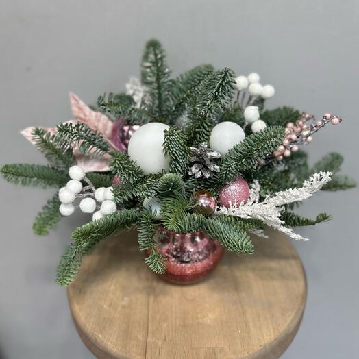 Композиция из живого нобилиса «розовый снег»