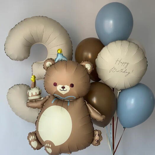 Шарики с мишкой и цифрой