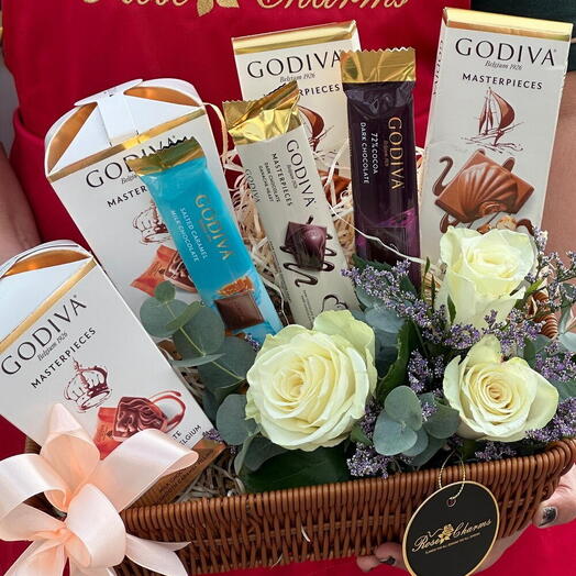 Godiva Indulgence Hamper | Premium Godiva Chocolates with White Roses  Same-Day Dubai