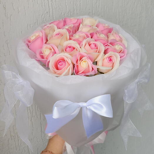 Букет из мыльных роз 19шт 🎀 с бантиками 🎀