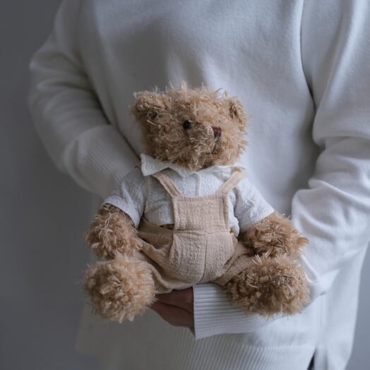 Игрушка магконабивная "Мишка в рубашке и комбинезоне", 22см