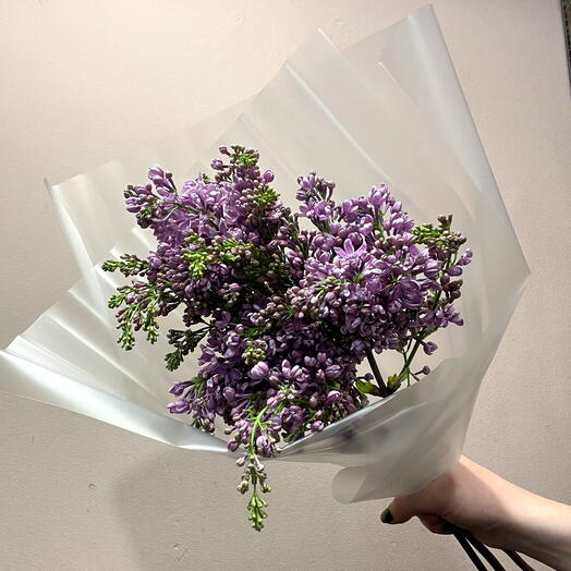 Букет сирени в светлой упаковке