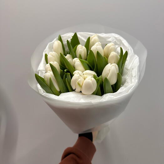 15 белых тюльпанов