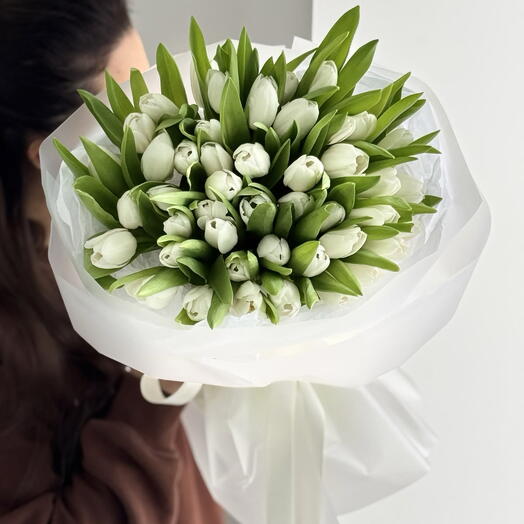 Тюльпаны белые букет 51 Шт