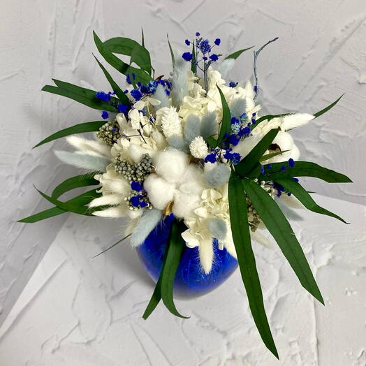 💙 Букет из сухоцветов в синей вазе
