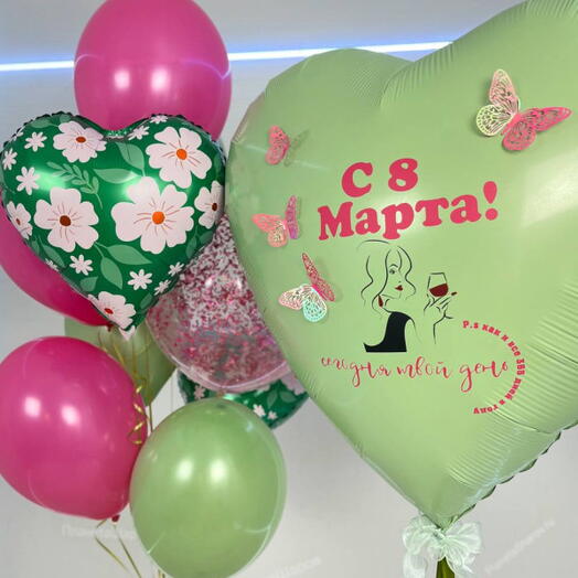 Композиция из шаров на 8 марта