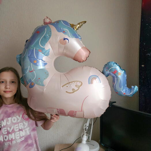 Фигура единорог нежный с гелием-1шар