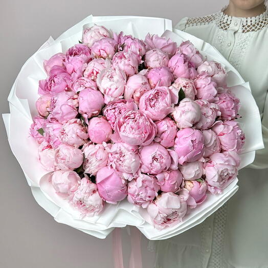 Букет из Pinterest для любимой девушки / пионы / 51 шт / Доставка в Уфе
