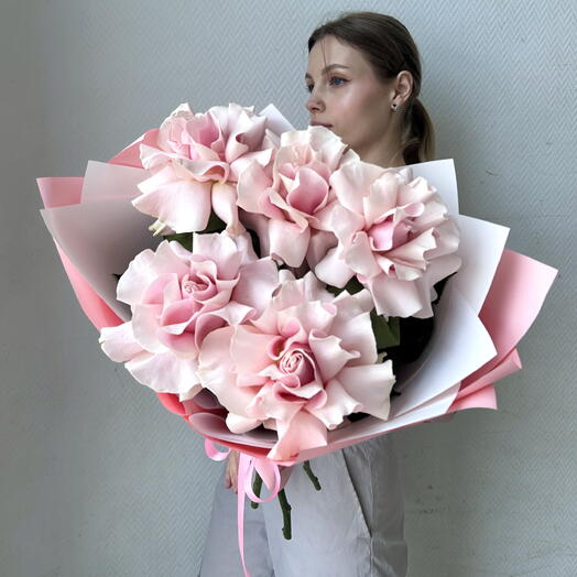 Букет Французских ажурных розовых роз, Пинк Мондеаль,  арт 44 Flower Perfect