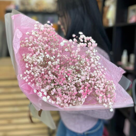 Розовый букет из гипсофил 💖