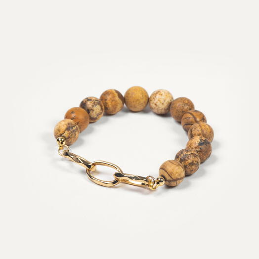 Браслет Ши Песчаная яшма 14K 17 см (BRA1182)