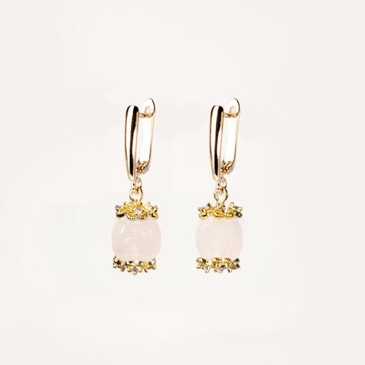 Серьги Флокс Розовый кварц 14K (EAR1134)