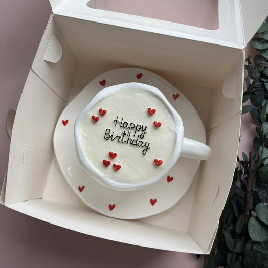 Торт в кружке трайфл / чайная пара с мини бенто на день рождения, happy birthday, для любимой, любимого, дочери, сына, девушки