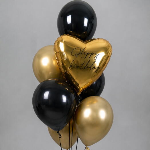 Фонтан шаров с персональной надписью «Happy Birthday»