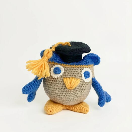Вязаня игрушка ручной работы / Профессор Сов (10 см)