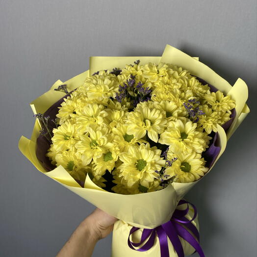 Букет желтых хризантем  💛💜