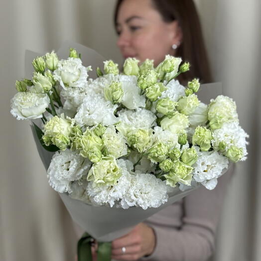Моно букет из белой Эустомы «Алиса»