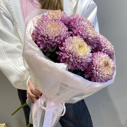 Букет из хризантемы бигуди💕🤍💜