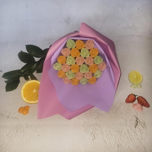 «Тройной Поцелуй»🍓🍊🍈. Букет из 27 шоколадных роз ( шоколад: клубничный, апельсиновый, лайм)