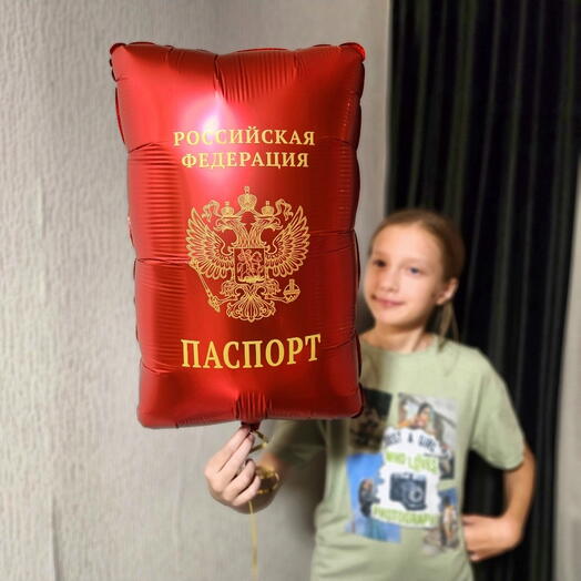 Шар, шарик паспорт красный с гелием -1шар